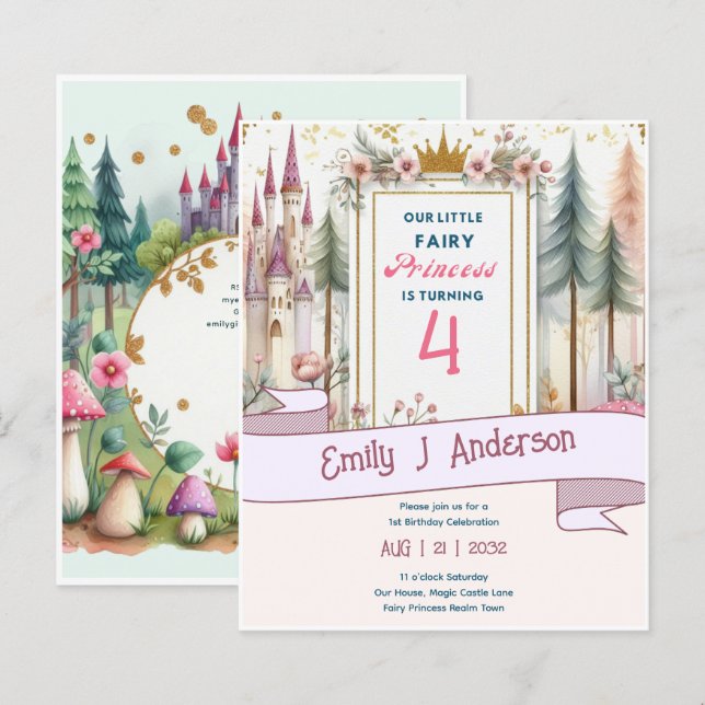 Papier Little Fairy Princess Anniversaire N'IMPORTE QUEL  (Devant / Derrière)