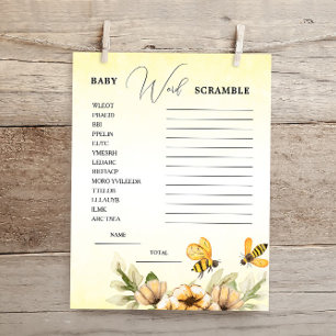Papier Little Honey Bee Word Scramble Baby shower Jeu