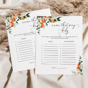 Papier Little mignon Nom de la chanson jeu de baby shower