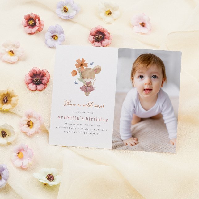 Papier Little Mouse Wild One Budget Photo 1er anniversair (Card Mock-up)