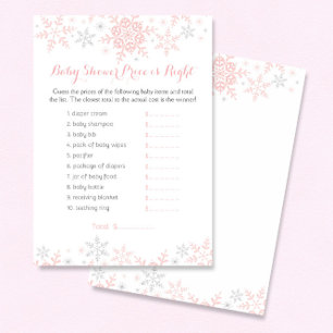 Papier Little Snowflake Baby shower Devinez Prix Jeu