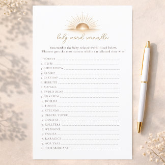 Papier Little Sunshine Baby Shower Game Word Scramble