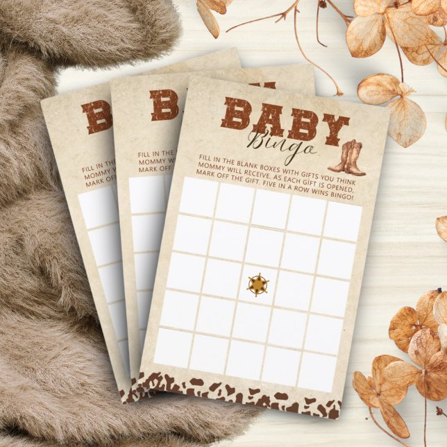 Papier Little Western Cowboy Baby shower Jeu de Bingo (Créateur téléchargé)