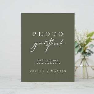 Papier Livre d'or de signatures photo vert sauge foncé mo