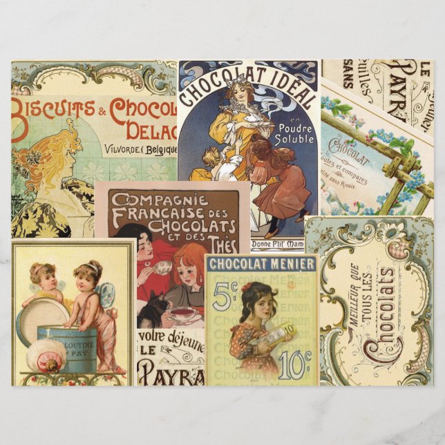Papier Livre vintage Français sur le chocolat et le colla (Devant)
