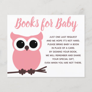 Papier Livres pour bébé Baby shower Chouette rose Insérer