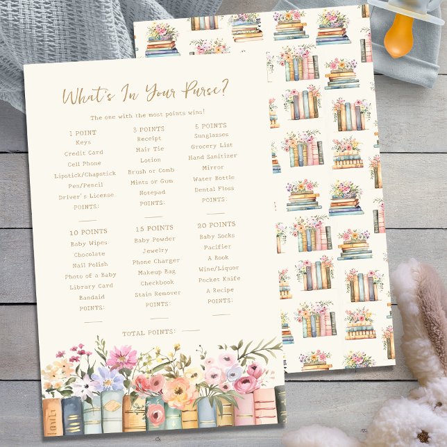 Papier Livres What's In Your Purse Game (Wildflower Books What's In Your Purse Baby Shower Game by Painted Paperie
)