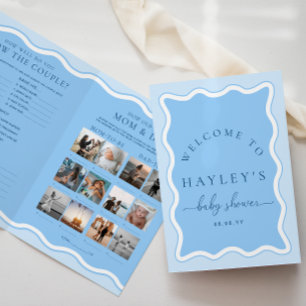 Papier Livret de jeu Baby shower bleu Vave