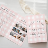 Livret de jeu en Baby shower rose En vichy