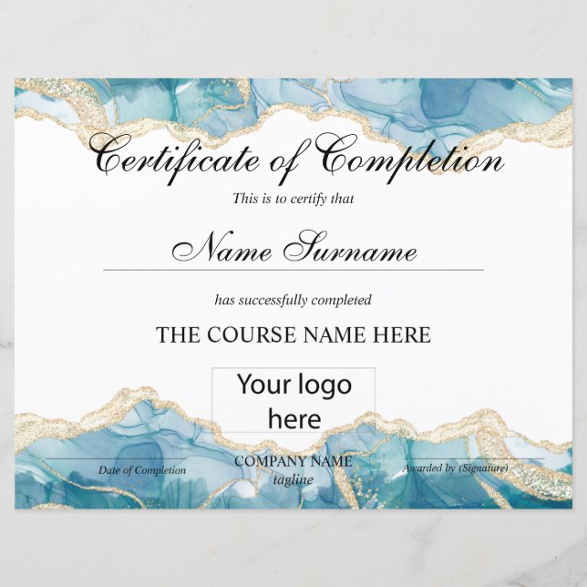 Papier Logo d'achèvement du cours de certificat d'achèvem (Devant)