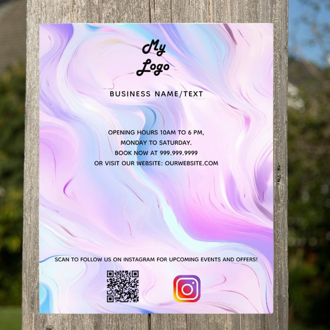 Papier Logo de l'entreprise Holographique violet qr code  (Créateur téléchargé)