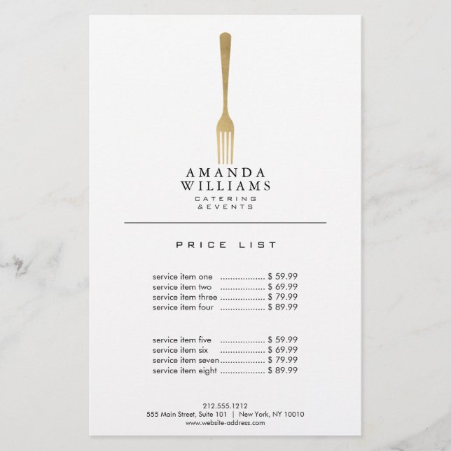 Papier Logo de restauration moderne Faux Gold Fork Logo I (Devant)