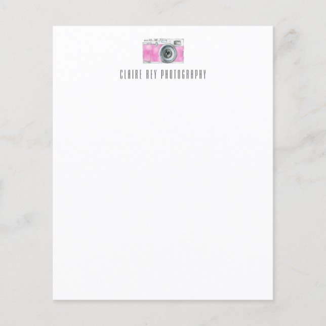 Papier Logo du photographe de l'aquarelle rose (Devant)