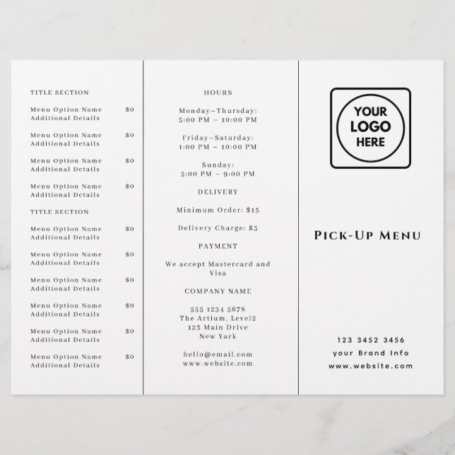 Papier Logo du restaurant Takeout | Marque de restauratio (Devant)