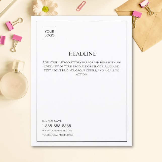 Papier Logo minimal blanc de la circulaire marketing d'en (Créateur téléchargé)