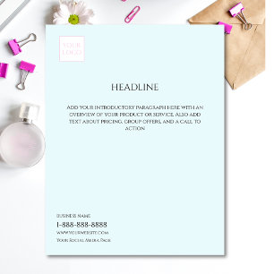 Papier Logo minimaliste Pale Blue Business Marketing Flye