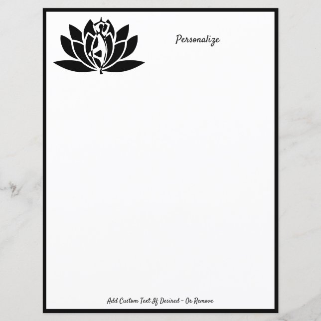 Papier Lotus Fleur Zen Yoga Noir & Blanc Personnaliser (Devant)