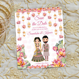 Papier Lotus lanterns Mariage indien enregistrer la date 