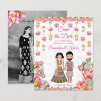 Lotus lanterns Mariage indien enregistrer la date 