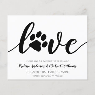 Papier Love Empreinte de patte Wedding Enregistrer La Dat