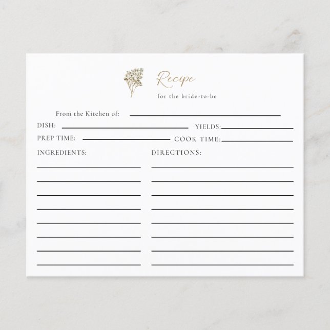 Papier Love is in Bloom Boho Bridal Shower Recipe Floral (Devant)