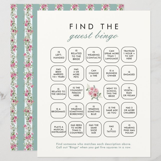 Papier Love Shack Fiance Trouver L'Invité Jeu De Bingo (Devant / Derrière)