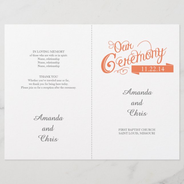 Papier Love Story Wedding Program Circulaire (Devant)