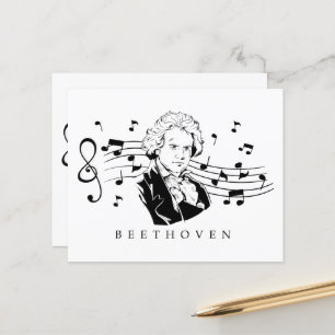 Papier Ludwig van Beethoven Portrait et buste avec des no