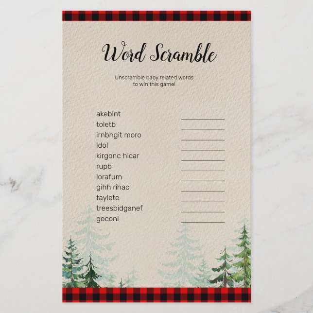 Papier Lumberjack Aquarelle Word Jeu (Devant)