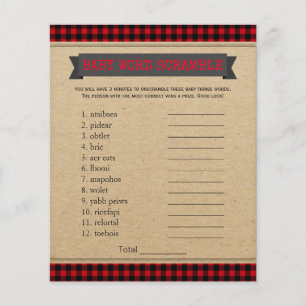 Papier Lumberjack Boho Baby shower Jeux Mot