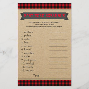 Papier Lumberjack Boho Baby shower Jeux Mot
