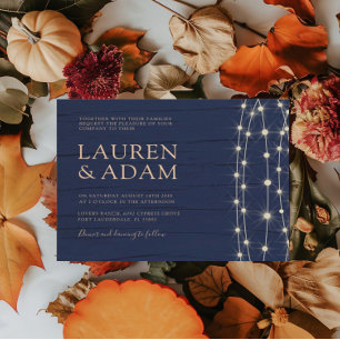 Papier Lumières de mariage rustiques bleues à cordes budg