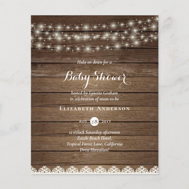 Papier Lumières rustiques Mason Jars Lace Baby shower bud (Devant)