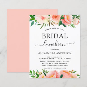 Papier Luncheon de mariage floral corail Budget Peach
