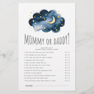 Papier Lune et étoiles Baby shower maman ou papa Jeu