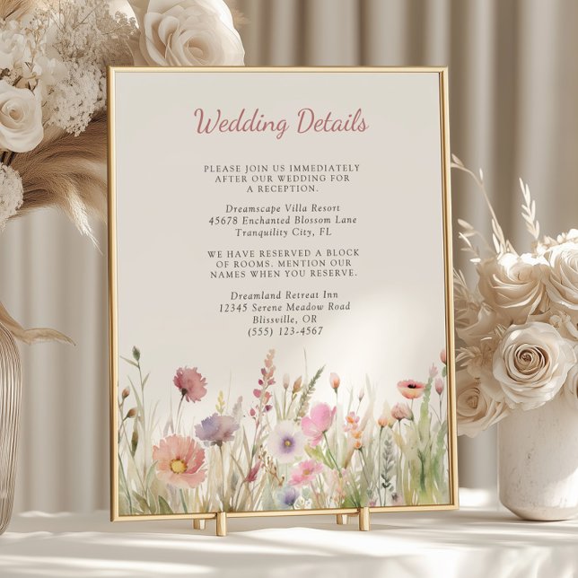 Papier Luxe Dusty Pink Fleur sauvage Détails Mariage (Créateur téléchargé)