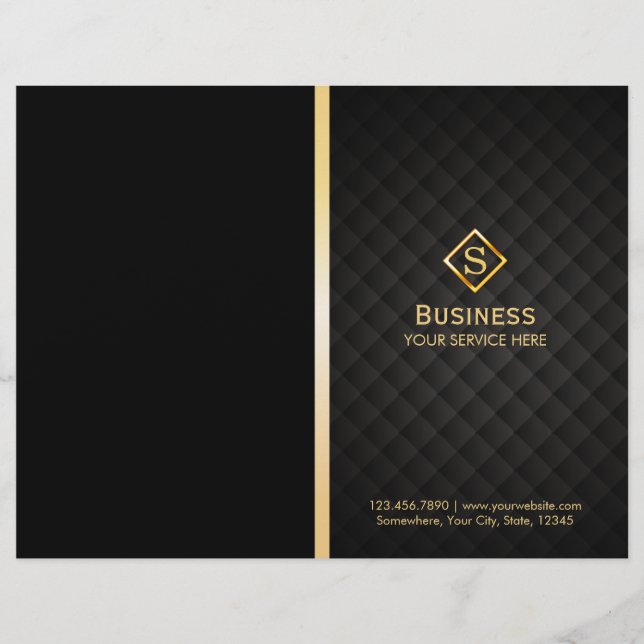 Papier Luxe Or Diamond Monogramme Élégant Bi-Fold (Devant)