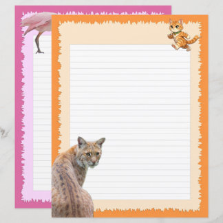 Papier Lynx roux (p1) et oiseaux (P2 - Spatules rosées)