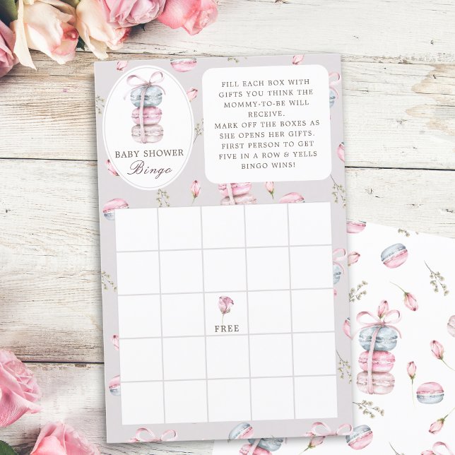 Papier Macarons français baby shower "Gift Bingo" jeu (Créateur téléchargé)