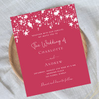 Magenta blanc étoiles budget faire-part de mariage