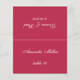 Papier Magenta Red Mariage Place Card Nom de l'invité imp