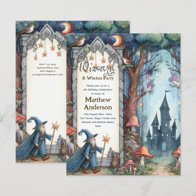 Papier Magique Sorcières Magique Imaginaire Wands Château (Devant / Derrière)
