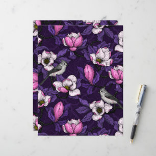 Papier Magnolia en floraison et tireur 4