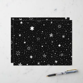 Papier Main Blanche Tirée Étoiles Sur Noir