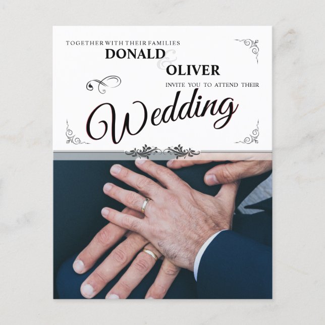 Papier Mains d'un couple de Mariages gais avec anneaux (Devant)