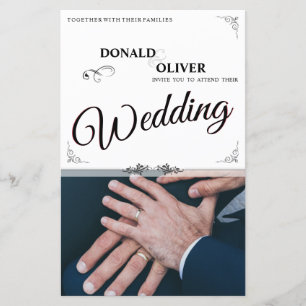 Papier Mains d'un couple gay de mariage avec des anneaux