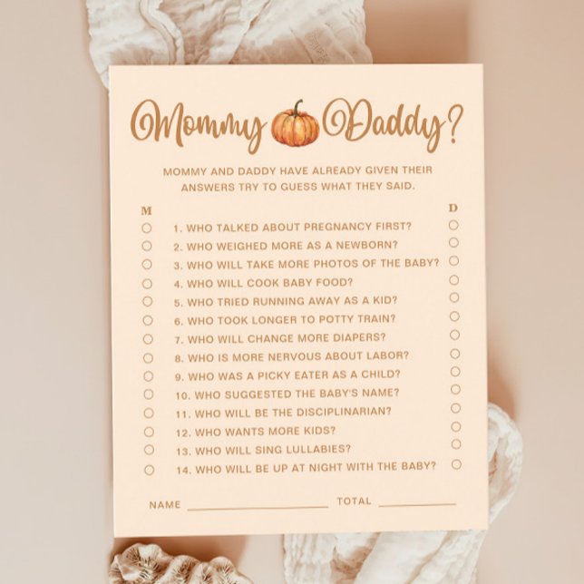 Papier Maman Ou Papa Automne Citrouille Baby shower Jeu (Créateur téléchargé)