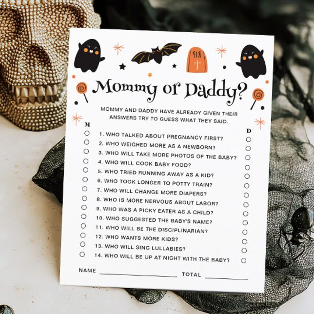 Papier Maman Ou Papa Baby shower Halloween Jeu (Créateur téléchargé)