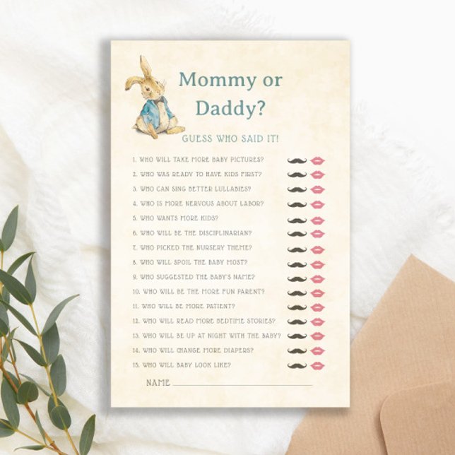 Papier Maman ou papa Baby shower Jeu Peter Le Lapin (Créateur téléchargé)