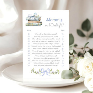 Papier Maman ou papa Blue Bow Books jeu de baby shower